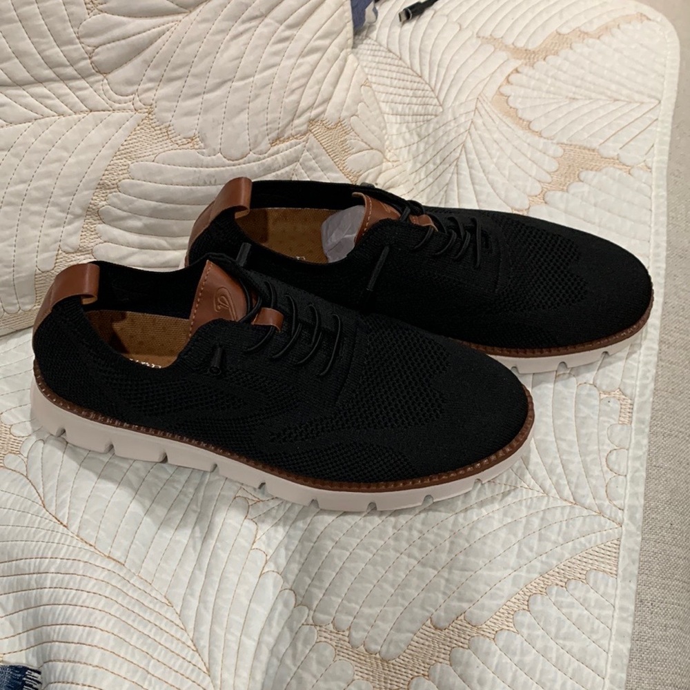 Black Slip-On Sneakers with Textured Fabric and Rubber Sole